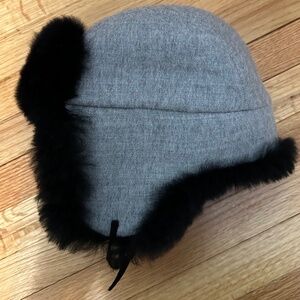 Baby alpaca fur trapper aviator hat NWT